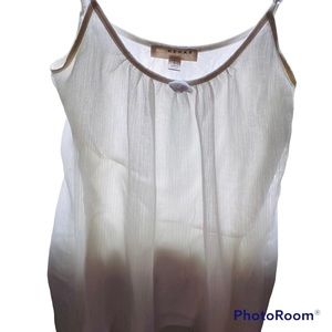 White/lite cream sheer KENAR tank top, size large